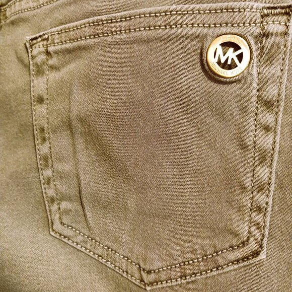 MK Michael Kors Olive Safari Khaki Green Jeans Sz 8 Mid rise skinny EUC - Picture 6 of 10